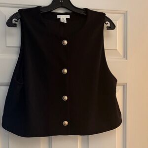 H&M Black Sleeveless Vestvwith Gold  Button Snaps